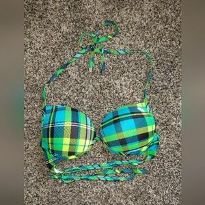 Oakley | Bright Plaid String Bikini Top
